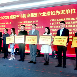 集團獲授“2023年南寧市清廉民營企業(yè)建設先進單位”榮譽牌匾